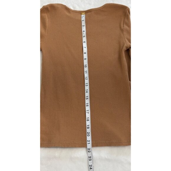 Old Navy Womens Normcore Camel Brown Ribbed Long Sleeve Timeless Knit Top M - Picture 11 of 11